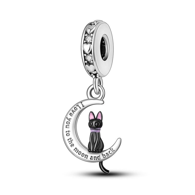 Halloween New In Charms Plata De Ley S925 Animals Kitty&shoes Heart Charm Fit S925 Bracelet Beads for Jewelry Making