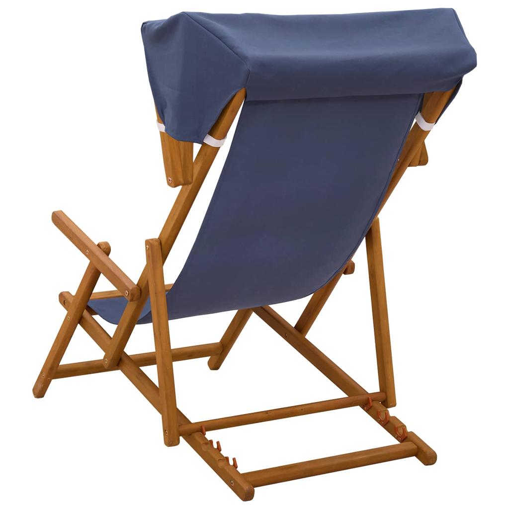 Reclining Chair 2 pcs 3 Position Solid Eucalyptus Wood Blue