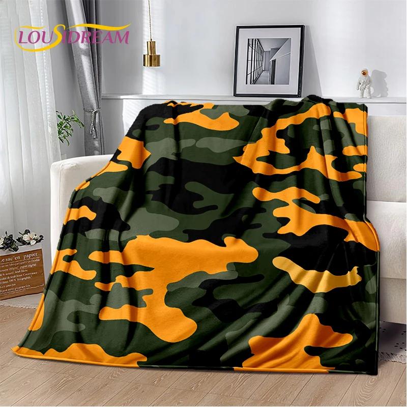 2025 Colorful Camo Green Camouflage Soft Blanket,Soft Throw Blanket for Home Bedroom Bed Sofa Picnic Travel Cover Child Gift