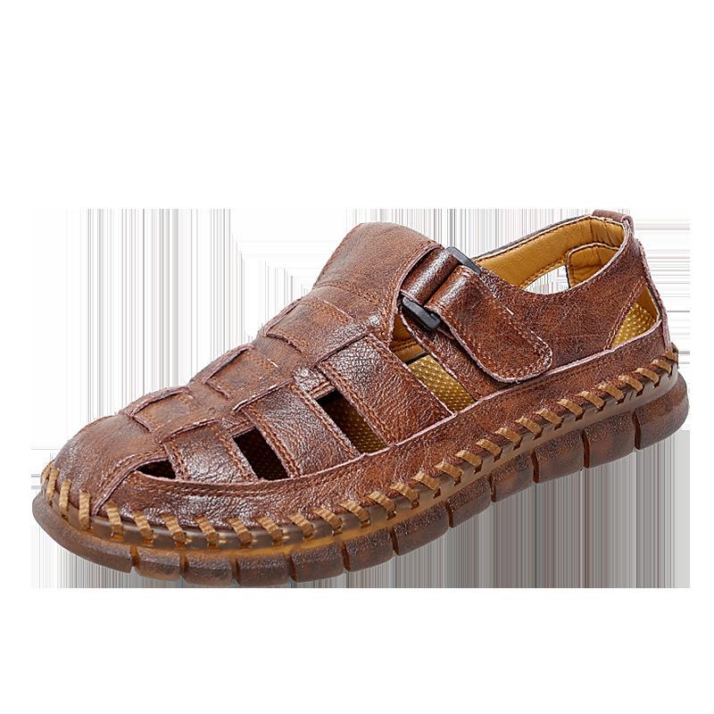 Men s Summer Breathable Leather Sandals with Soft Sole 40