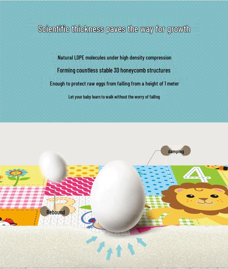 Huaying Foldable Thickened Infant Crawling Mat - Children's Foam Floor Mat with Edging