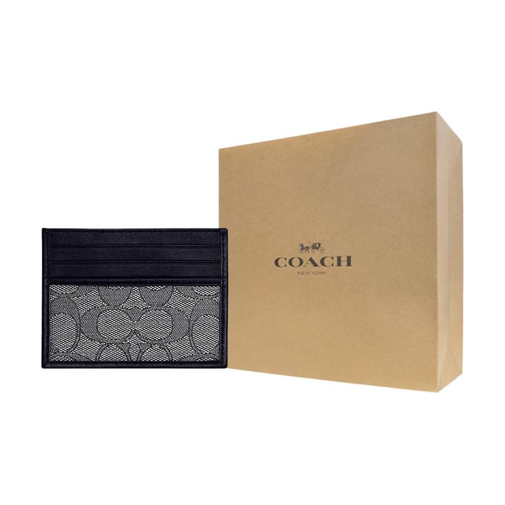 Coach Card Case 10 Minimalist Classic Monogram Stitching Card Slot Fabric And Leather Card Holder Men Card Holder Black Gray CC102-EVK
