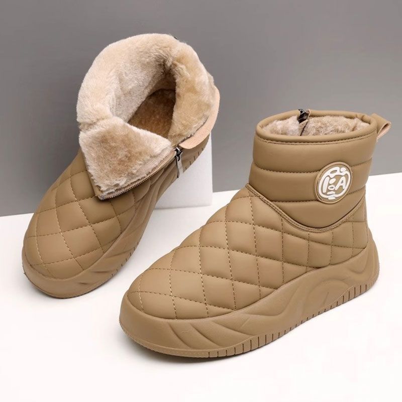 Snow cotton women's 2025 new bread winter versatile velvet thickened short boots waterproof and non-slip Northeast cotton shoes