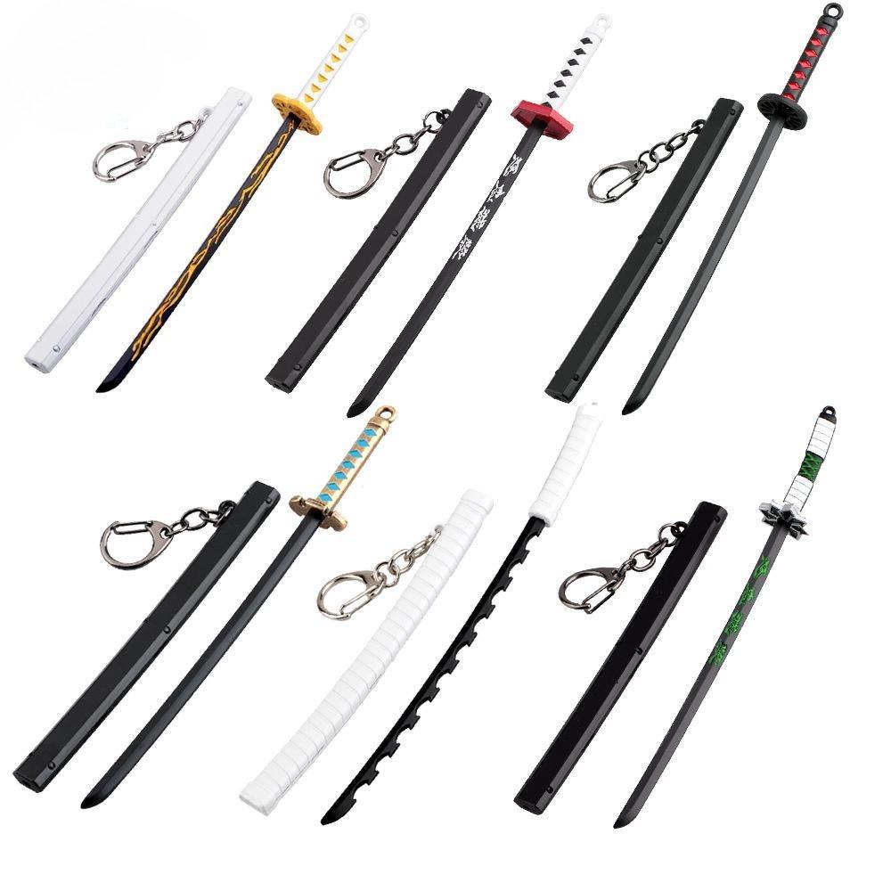 Anime Sword Shape Keychain Cartoon Blade of Ghost Keyring Model Cosplay Jewelry Accessories
