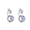 Korea Fashion Geometry Perfectly Round Grey Imitation Pearl Piercing Stud Earrings for Women Creative Temperament Jewelry Gifts