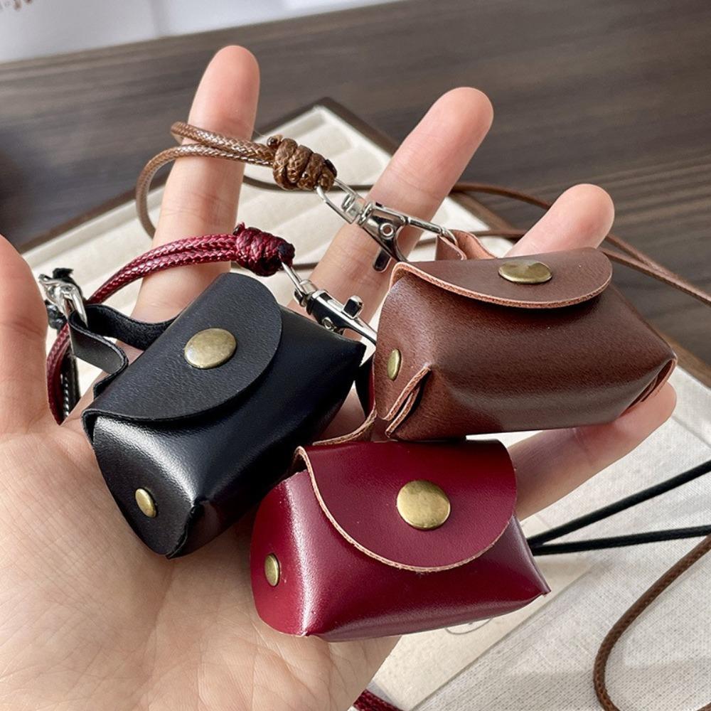 Hanging Neck Leather Long Necklace Anti-loss Pu Leather Key Bag Simple Coin Purse Necklace  Ladies