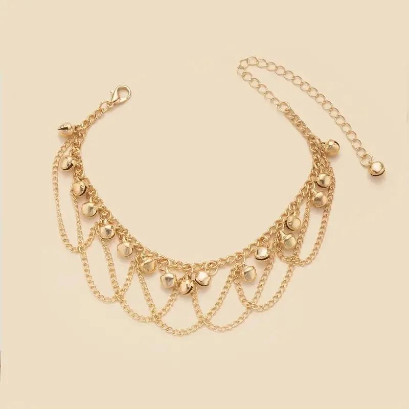 New Fashion Beach Anklets For Women Bohemian Bells Tassel Bracelet On The Leg Foot Zircon Holiday Accessoriest