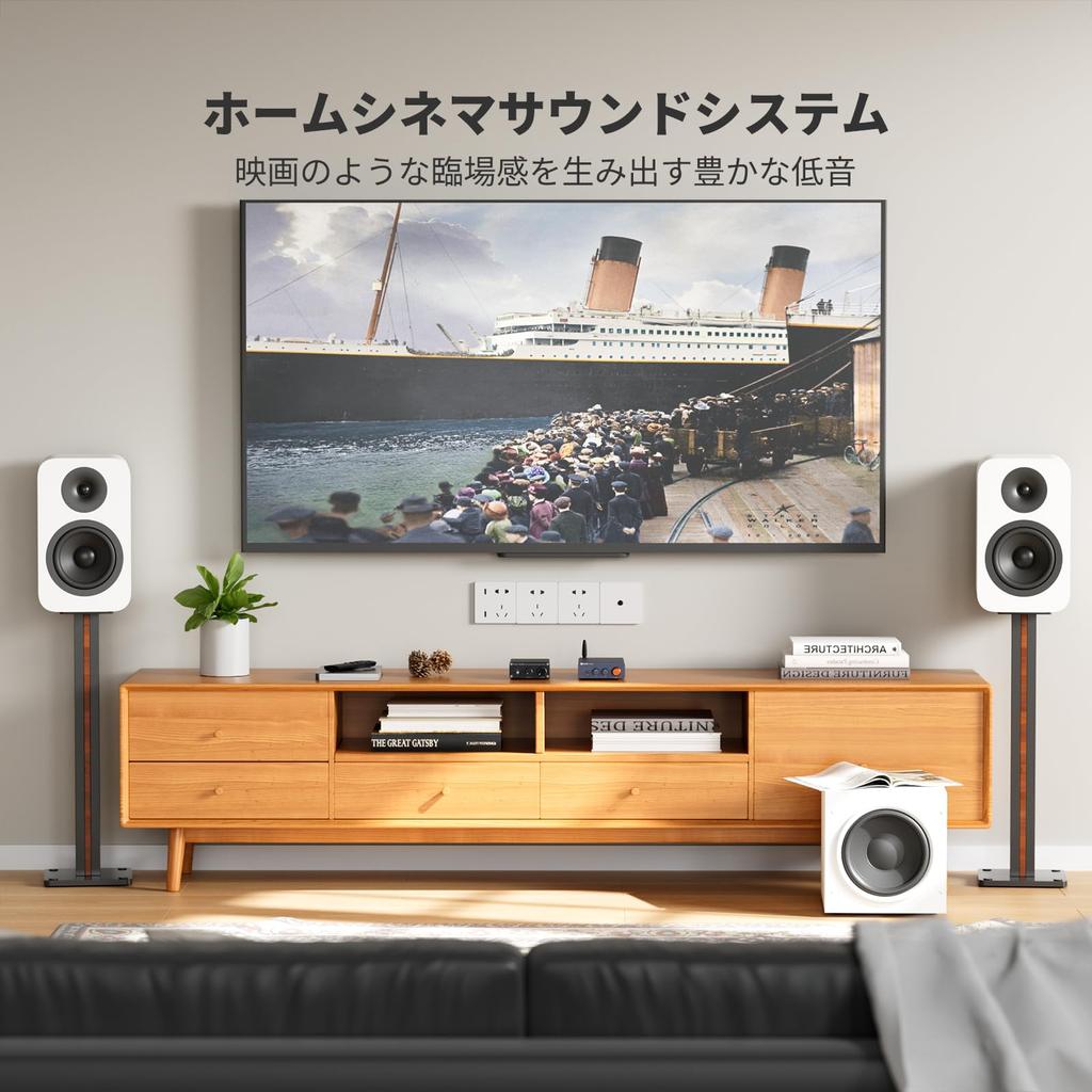 Fosi Audio M04 100W Subwoofer Amplifier Mini Stereo Mono Power Amplifier TPA3116 Chip PBTL for Home Audio and Video with Power Adapter