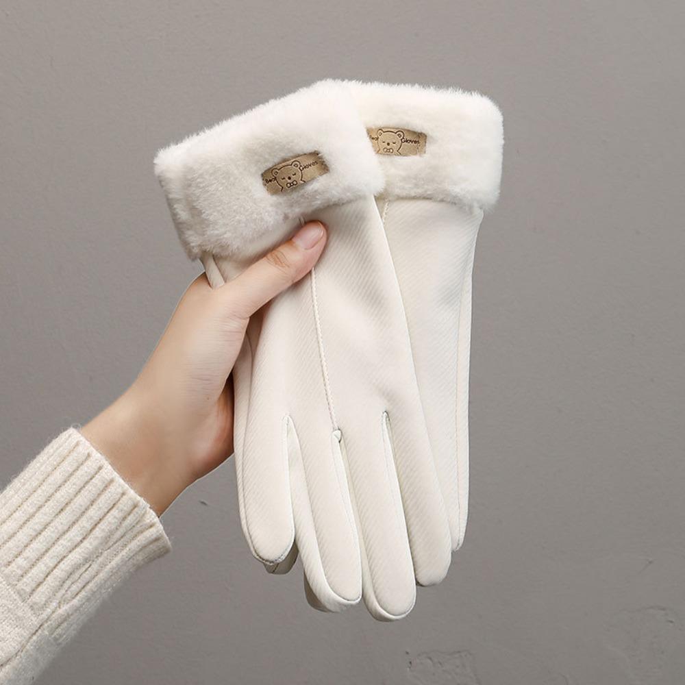 Warme Plüschhandschuhe Touchscreen Fahrrad-Fäustlinge Modische Damen Winterhandschuhe Outdoor