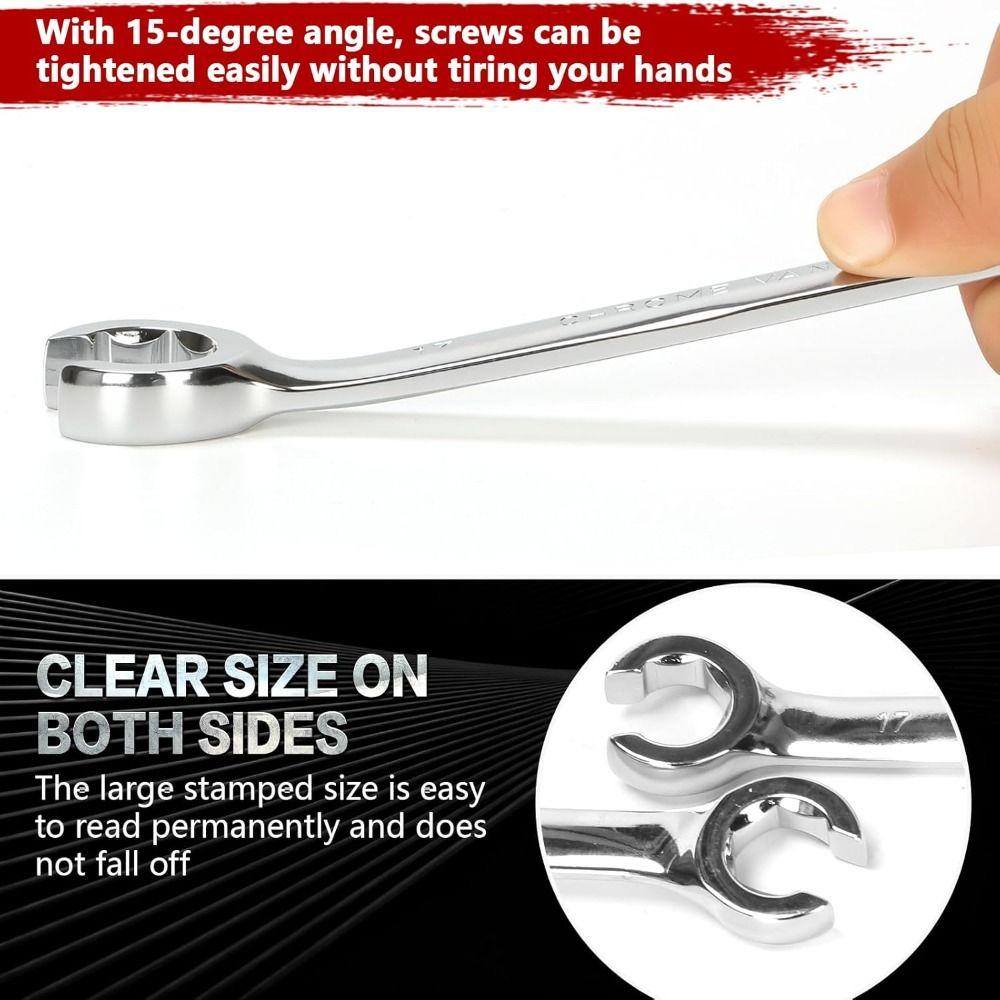Double Head Open Ring Spanner 8-19mm High Torque Wrench Hand Tool Flare Nut Wrench  Car Repair