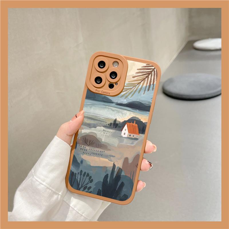 Watercolor Painting Phone Case for IPhone 13 12 11 14 Pro Max X XR XS Cloud Scenery Soft Silicone Cover for IPhone 8 7 Plus SE2