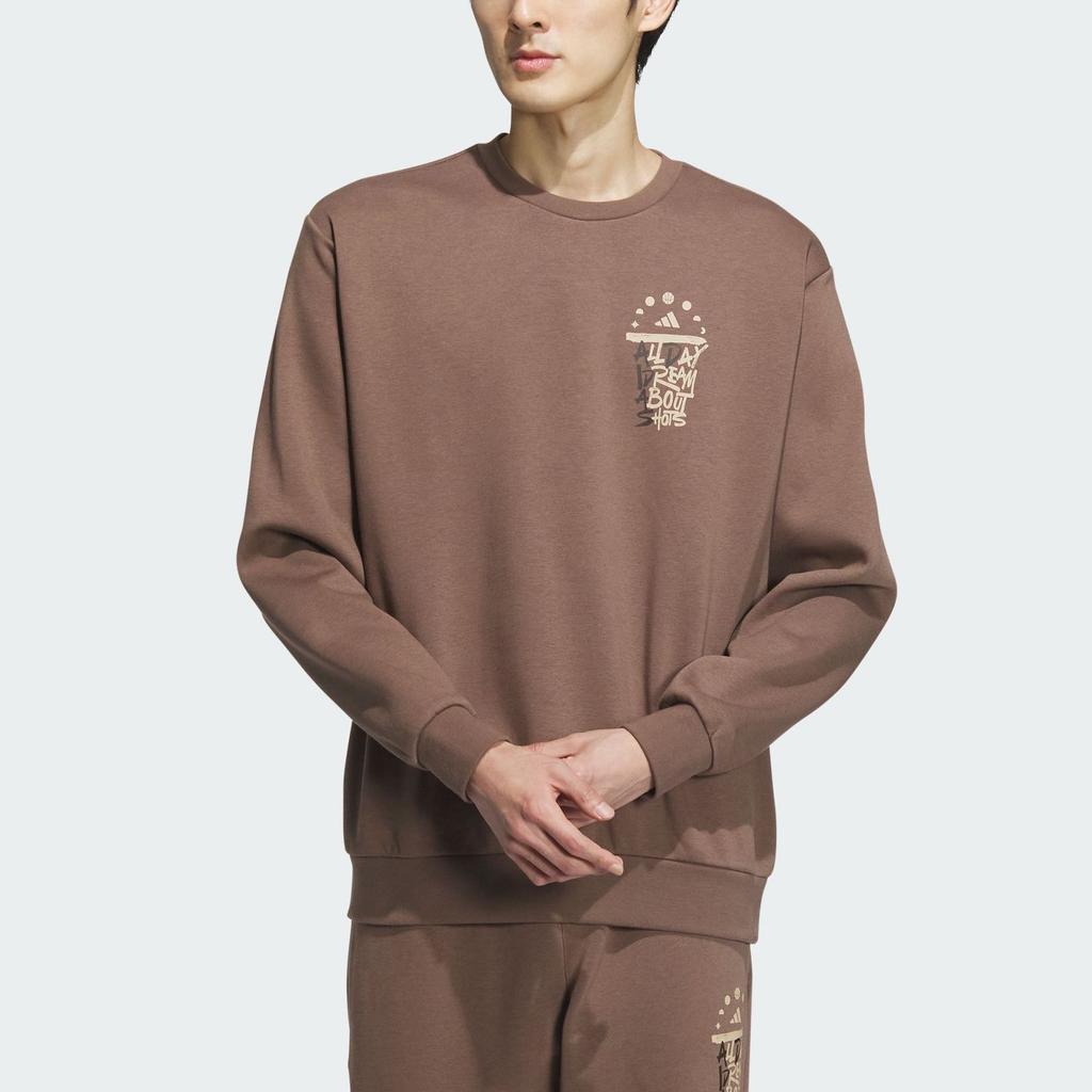 Adidas Crew Neck Sports Casual Pullover Long Sleeve Sweatshirt Men Sweatshirt Rock-Deep-Earth-Brown IX4911