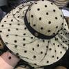 Celebrity Style Temperament Polka Dot Mesh M Straw Hat Children Summer Vacation Beach Hat Personalized Big Brim Sun Hat Cool Hat