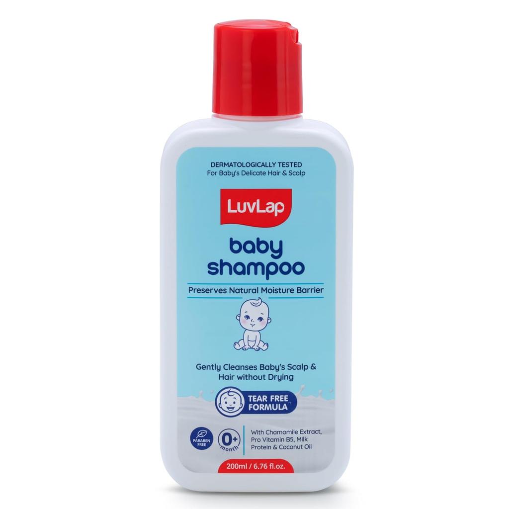 LuvLap Milky Soft Baby Shampoo 200ml Tear Free Formula with Milk Protein Vitamin E Coconut Oil Gentle Care for Soft Hair