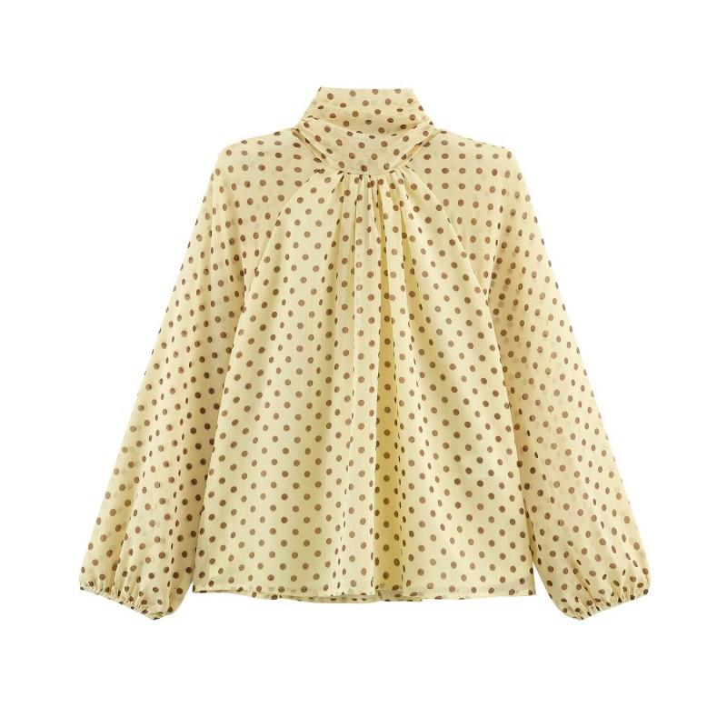 Womens Oversized Long Sleeve Polka Dot Print Shirt Loose Fit Streetwear Top Fall 2026