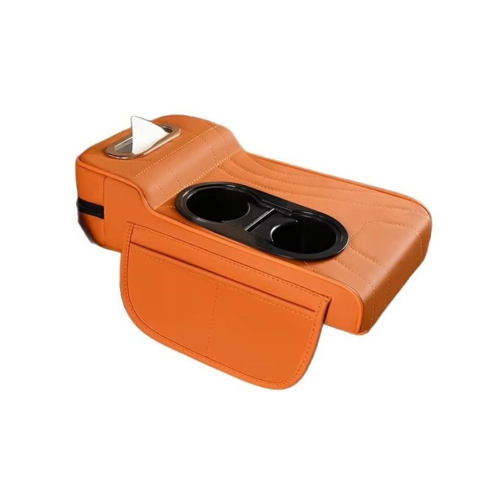 Durable Four-In-One Car Center Armrest Box PU Leather Multi-Function Vehicle Tissue Box Auto Accessories Cup Holder Armrest Pad