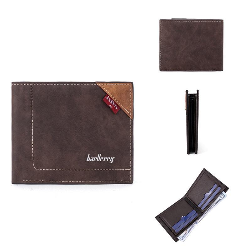 

Baellerry мужские модные кошельки винтажный дизайн короткий держатель для карт искусственная кожа деловой кошелек сумки для денег 11.5*9.5*2cm кофейный