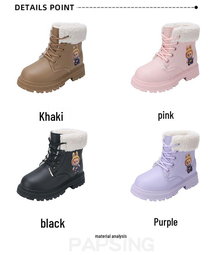 Versatile 2025 Autumn/Winter Cartoon Waterproof Leather Martin Boots for Toddlers - Boys & Girls