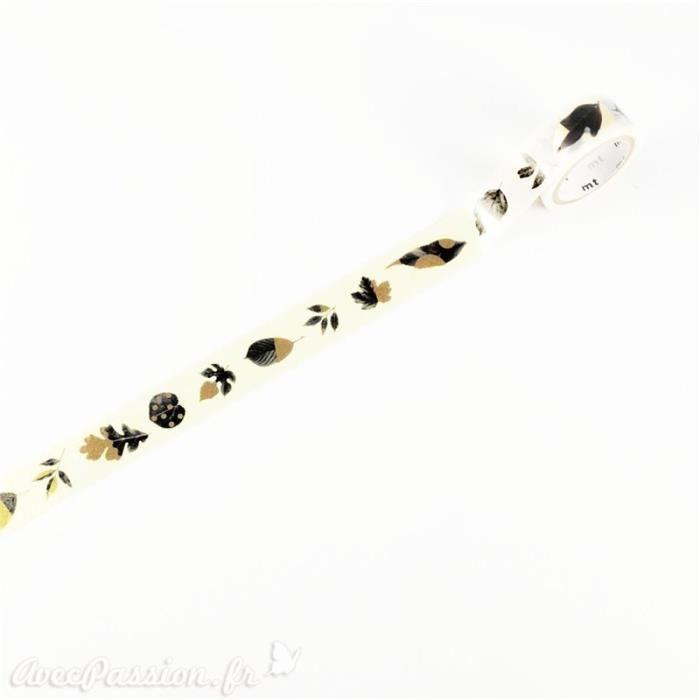 Masking Tape - Noir et Or - Ruban Papier Adhésif Washi - 1,5 cm x 3 m - Décoration Créative - Mixte