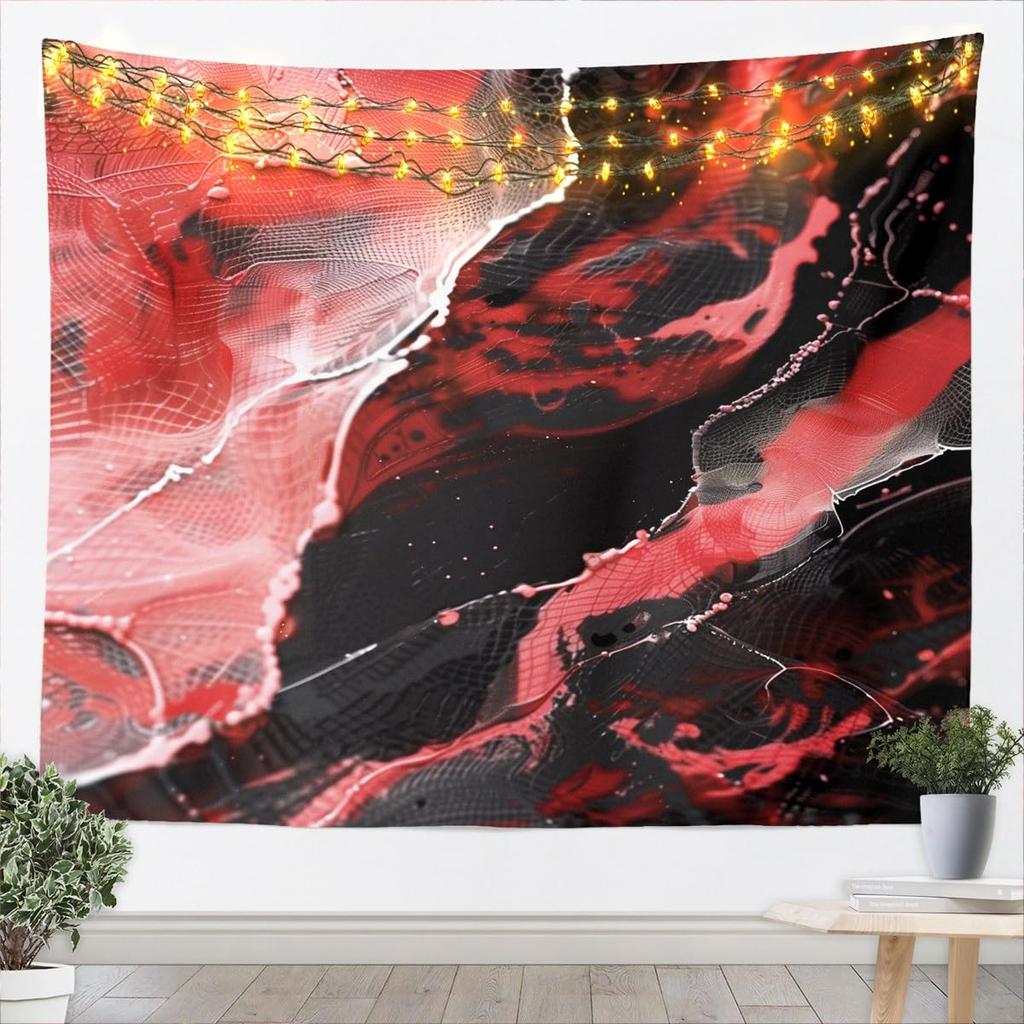 Blue Gold Marble Tapestry, Luxury Ocean Wave Wall Hanging with Golden Veins for Bedroom, Living Room & Aesthetic Home Decor