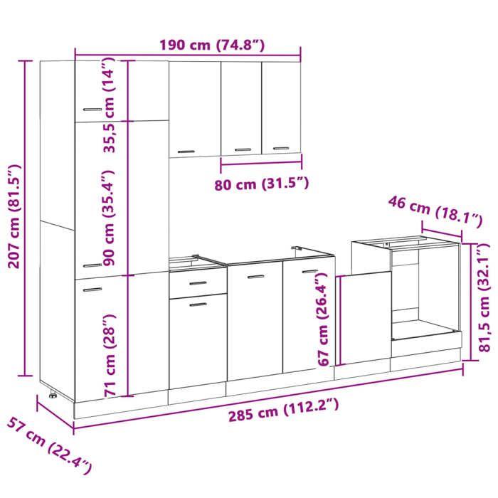 VidaXL Ensemble de 7 meubles de cuisine "Lyon" en chêne Sonoma 3307654