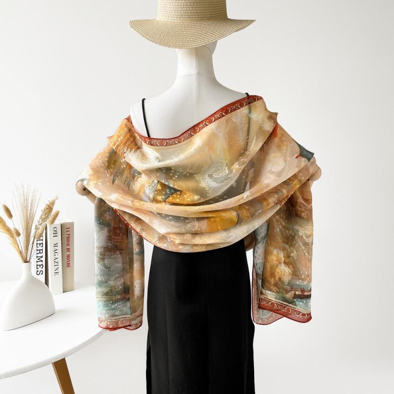 National Style and National Trend Green Hollow Flower-cutting Dinner Shawl for Women New Craft Printed Silk Scarf High-end Wedding Scarf