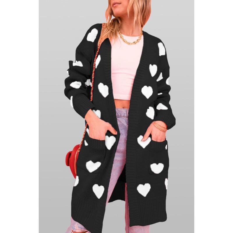 

Женский зимний вязаный свитер средней длины большого размера Love Knit S чёрный