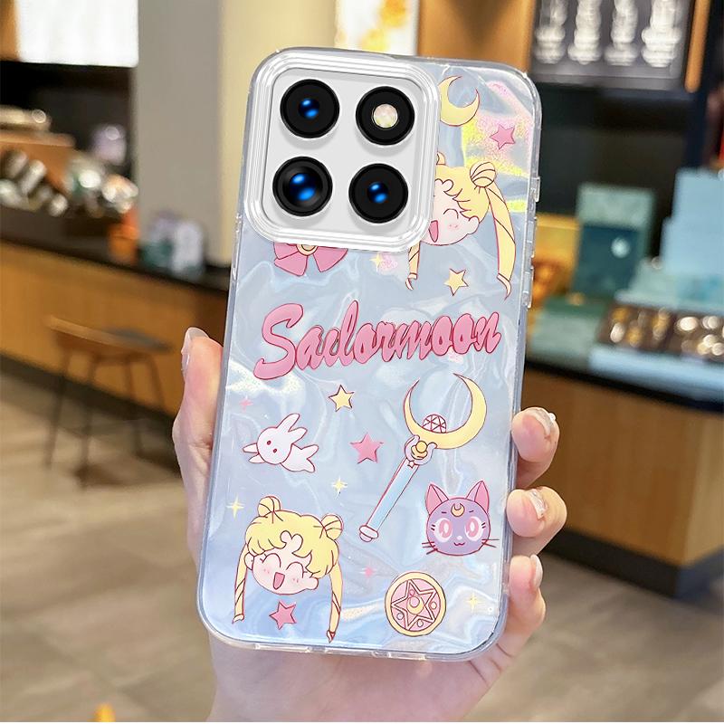 Lovely Sailors Moons Cartoon Phone Case for Xiaomi Poco X6 X3 F6 M6 M4 Pro C61 13T 11 Lite Gradient Hard Shockproof Matte Covers