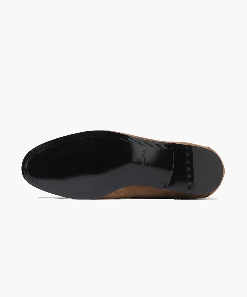 Firenze Atelier Flat Round-Toe Suede Minimalist Loafers 8200-Qs [Mid Brown]