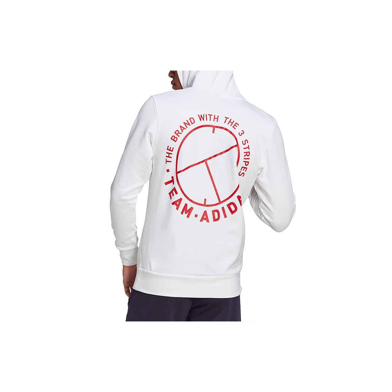 adidas Men s Team Logo Tennis Hoodie White FU0072 S