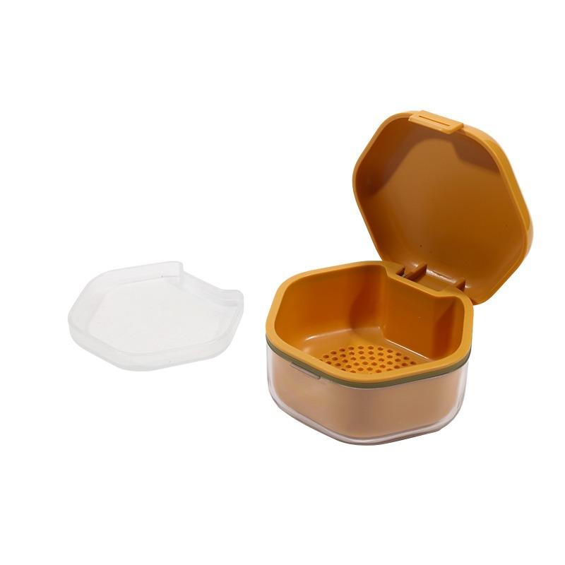 1Pc Denture Storage Box Case Dental Retainer False Teeth With Strainer Denture Cups Soaking Dentures Case