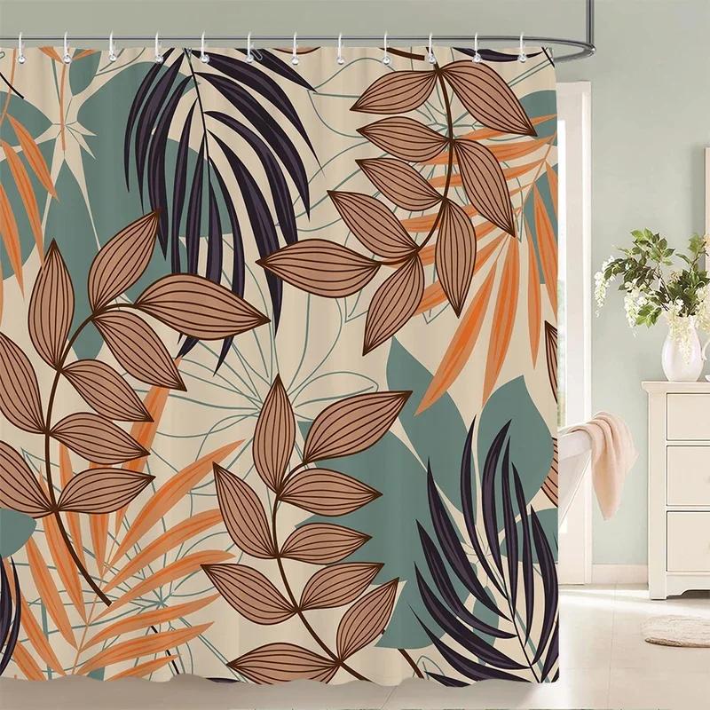 Palm Trees Leaves Shower Curtain Bathroom Waterproof Polyester Shower Curtain Printing Curtains for Bathroom Shower with Hook0