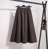 Plus Size High Waist Midi A- Line Skirt for Plus Size Women In Woolen Fabric Vintage Style Mid Autumn Winter