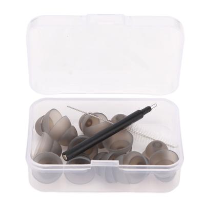 Hearing Amplifier Plugs Double Layers Silicone Ear Plug Tips Dome Set with Cleansing Brush L