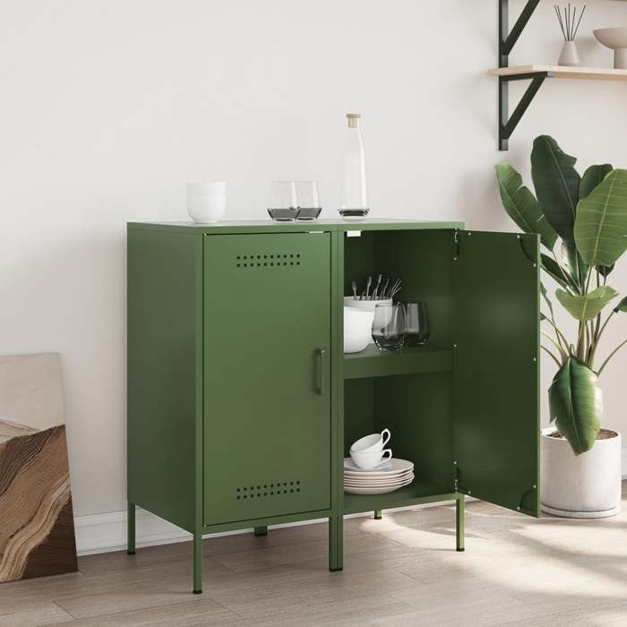 VidaXL Buffets 2 Pcs, Cabinets with Legs, Cupboards with Door, Storage Furniture Living Room Bedroom, Olive Green 843021
