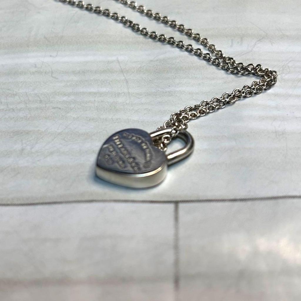 Used TIFFANY & Co. Return To Heart Lock Mini Necklace 925 Storage Bag