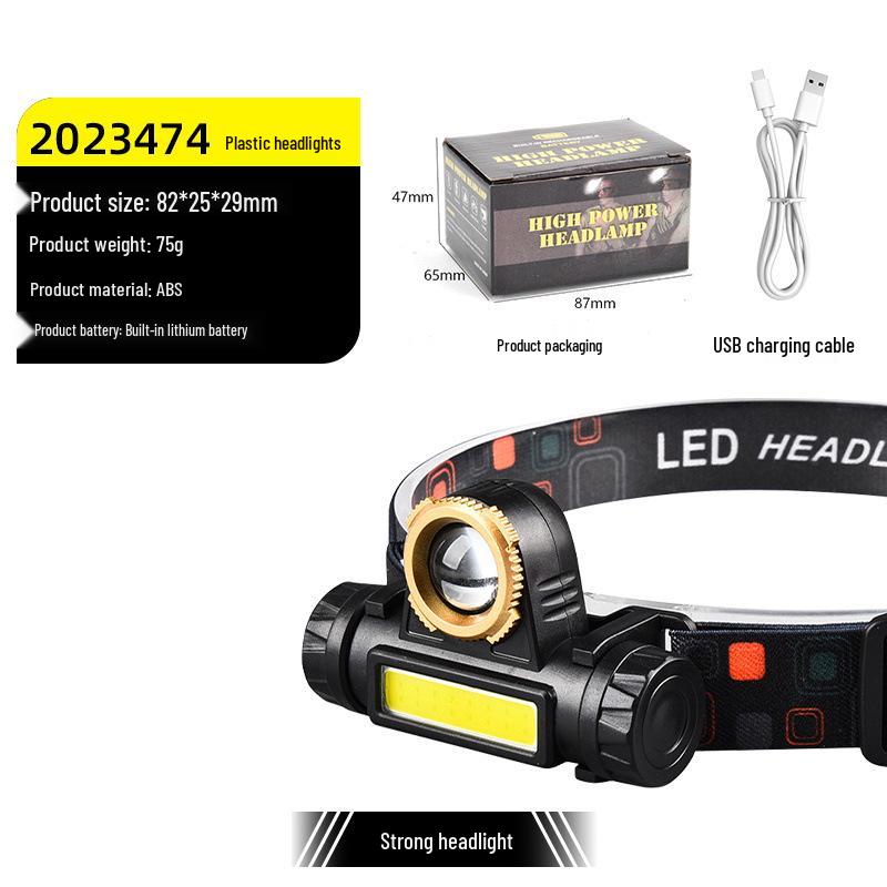 Dual-Light LED Laser Cannon Rechargeable Headlamp - Super Bright, Long Battery Life, Ideal for Night Fishing