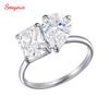 Smyoue Pear Cut Zircon Moissanite Wedding Women Rings 2 Gems 4cttw Lab Diamond Band S925 Silver Jewelry Plated 18K