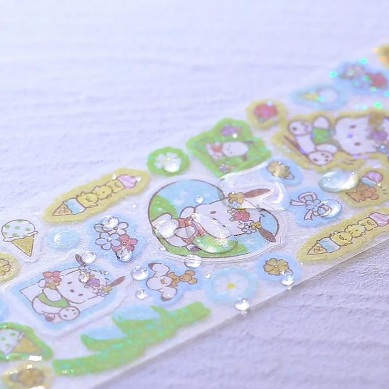 Sanrio Floral All Things Long Kuromi Cinnamoroll Japanese and Korean Cute My Melody Cartoon Pocket Sticker