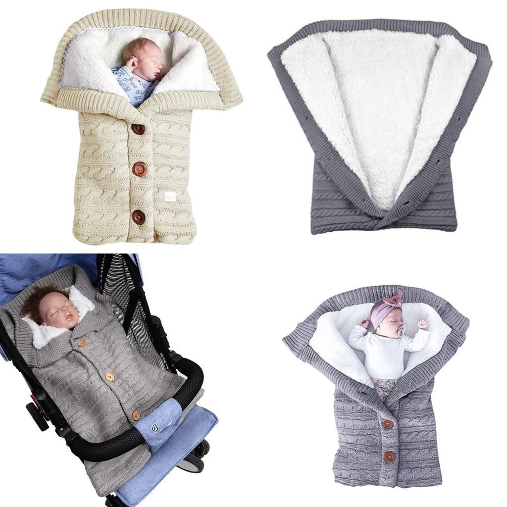Hochwertiger Baby-Schlafsack mit Lammwolle, Säuglings-Swaddle, Kinderwagen-Wrap, Gestrickte Decke