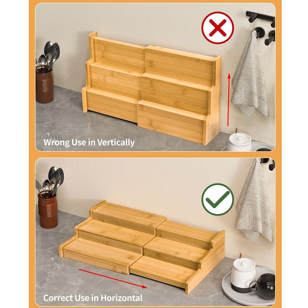 Expandable Kitchen Cabinet Organizer Bamboo Seasoning Organizer Spice Rack Organizer Kitchen