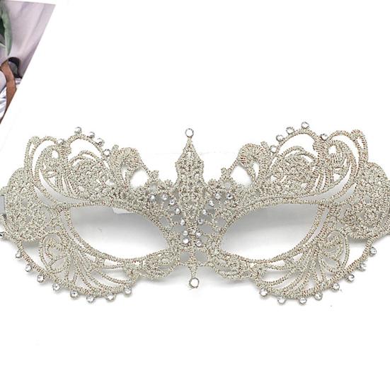 Halloween-Augenabdeckung, exquisite Spitzen-Halbgesichtsmaske mit Strass-Dekoration für Party, Cosplay, Bühnenzubehör