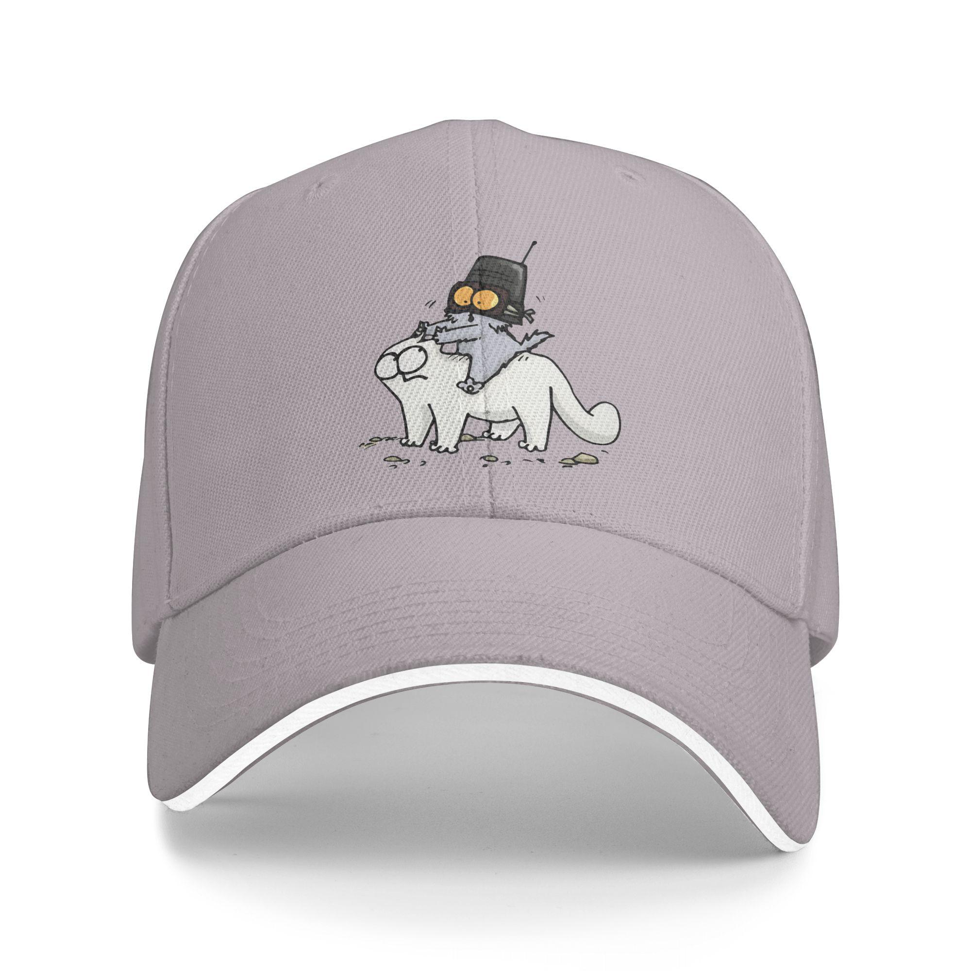 

Simons Cat Baseball Cap y2k Funny Hip Hop Hats Summer Unisex-Teens Kpop Rock Baseball Caps One Size серый