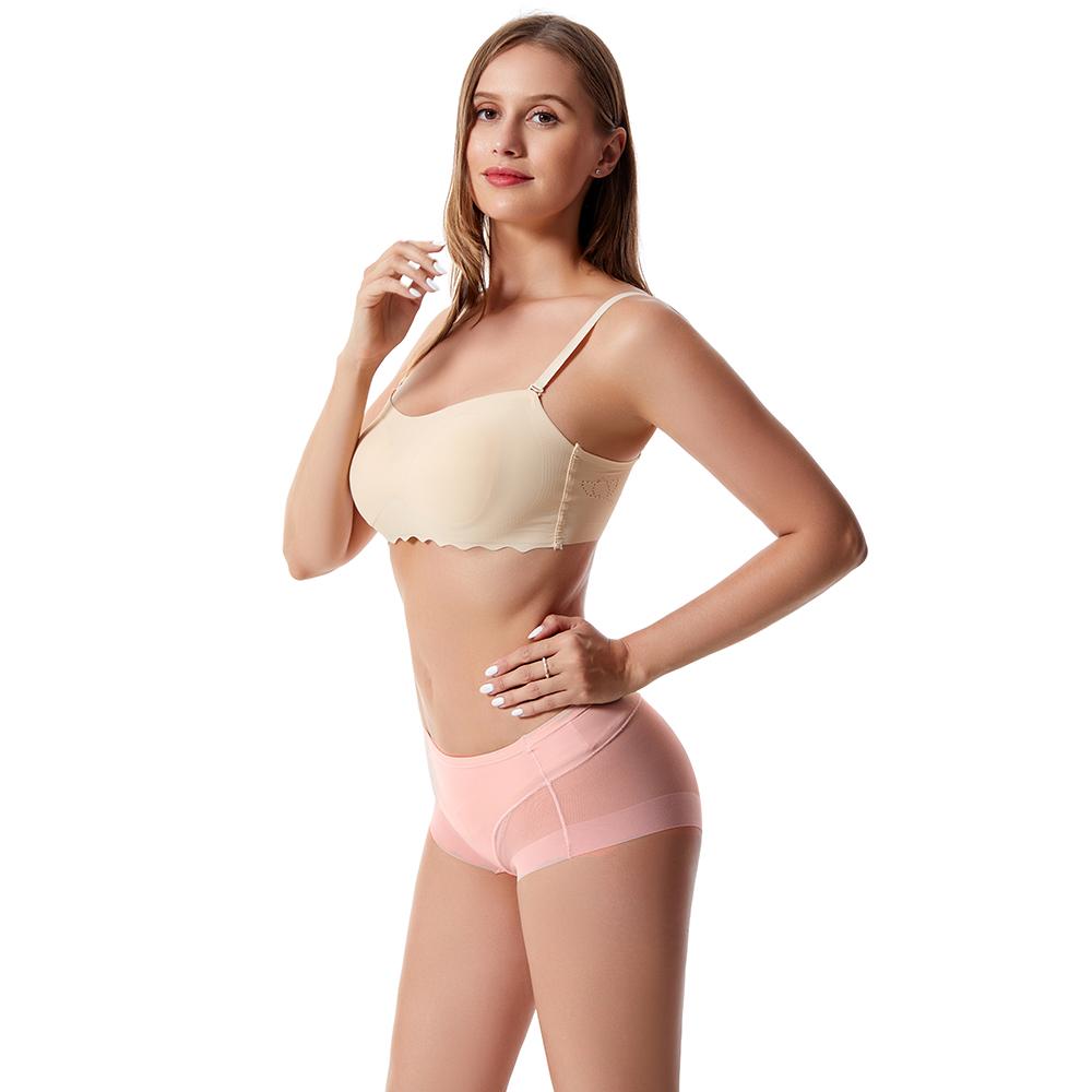 Women Panties Ice Silk Traceless Breathable Crotch Milk Elastic High Waist Briefs S-3XL