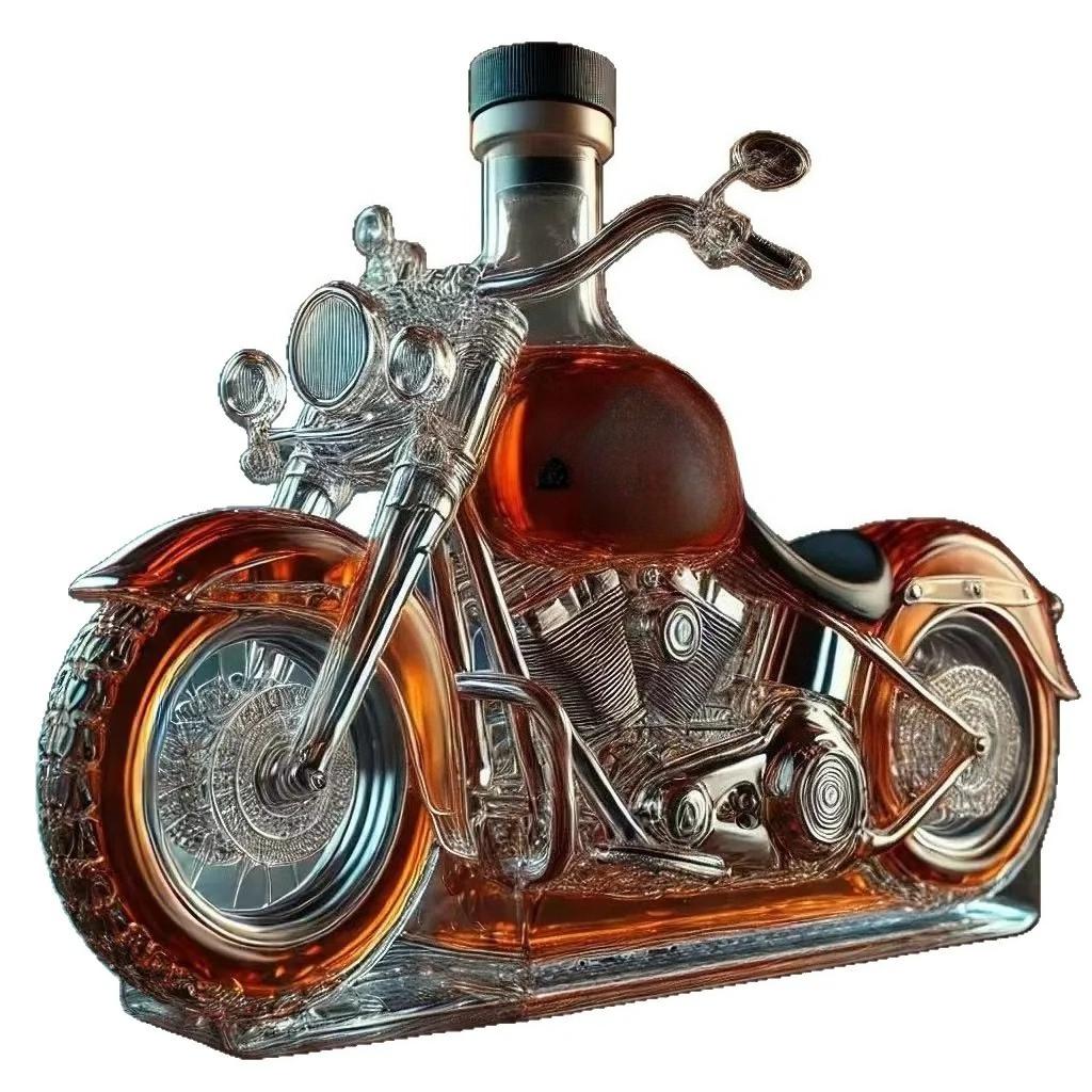 Transparent High Borosilicate Glass Motorcycle Wine Soaking Bottle, Craft White Wine Bottle, Whiskey Bottle