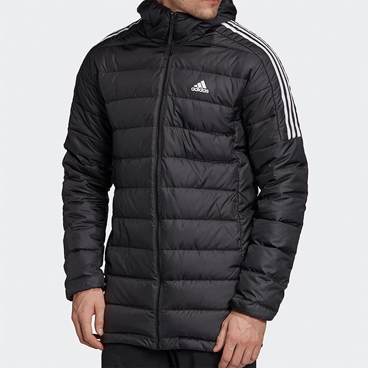 adidas Logo Print Casual Hooded Down Jacket Men Outerwear Black GH4604