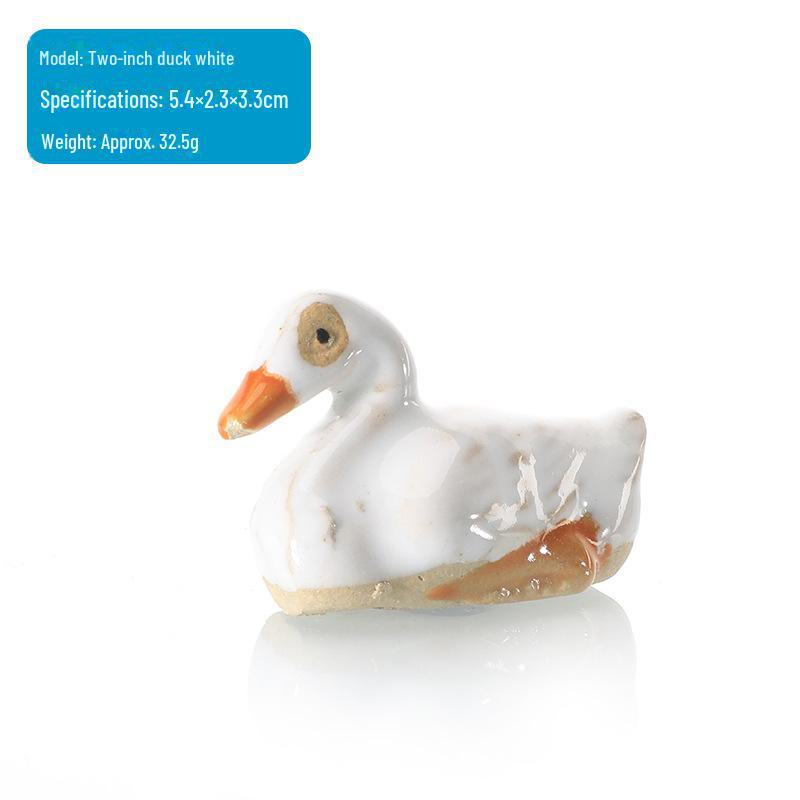 Ceramic Animal Ornaments for Aquarium Landscaping - Includes Duck, Cow, Crane, and Mandarin Duck.