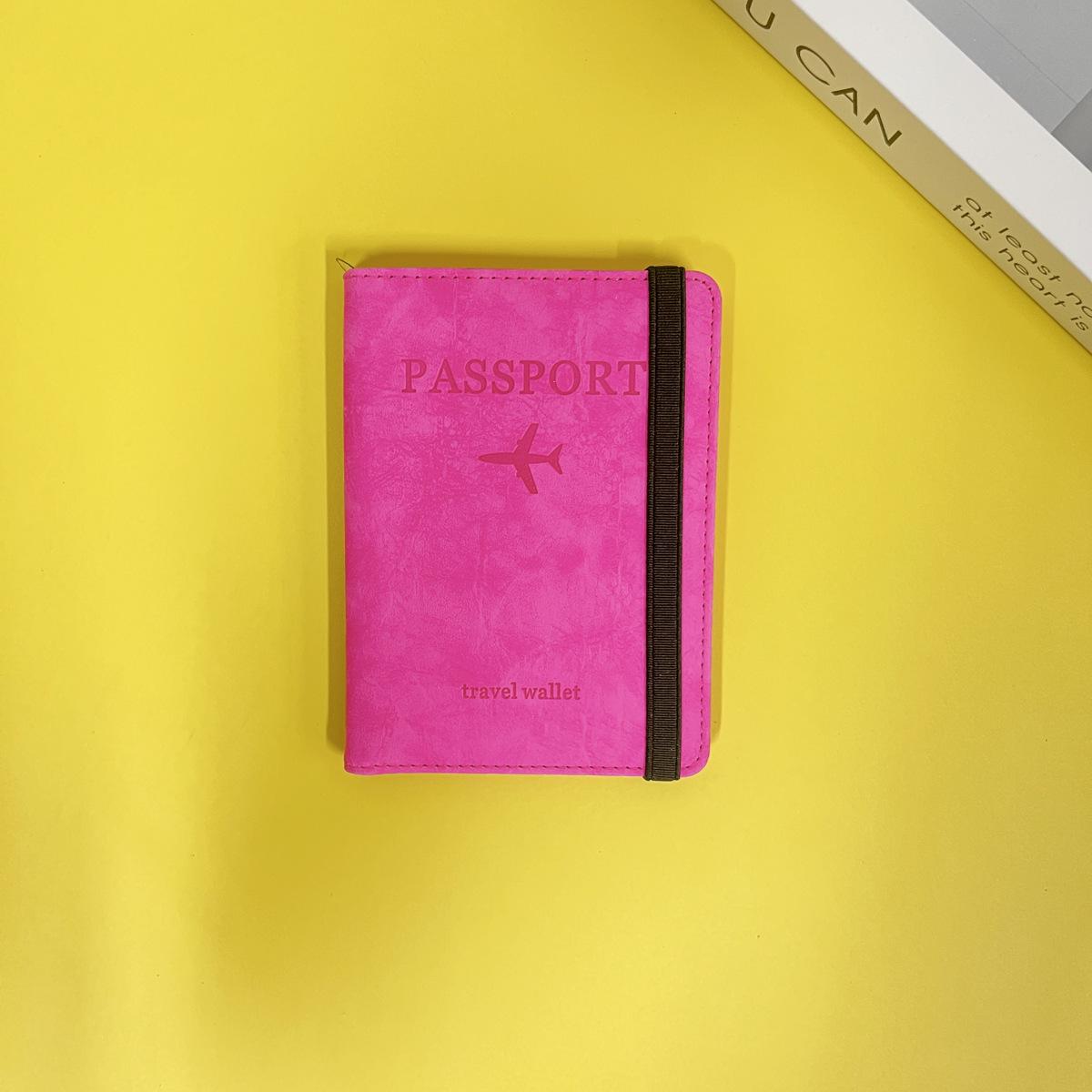 

Держатель для паспорта и карт из искусственной кожи с технологией RFID для трансграничного использования - многофункциональный кошелек для удостоверения личности для путешествий розовый