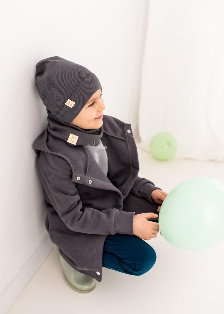 CZAPKA KOMIN KOMPLET NIEMOWLĘCA BAWEŁNIANA Antracyt 40-46 cm