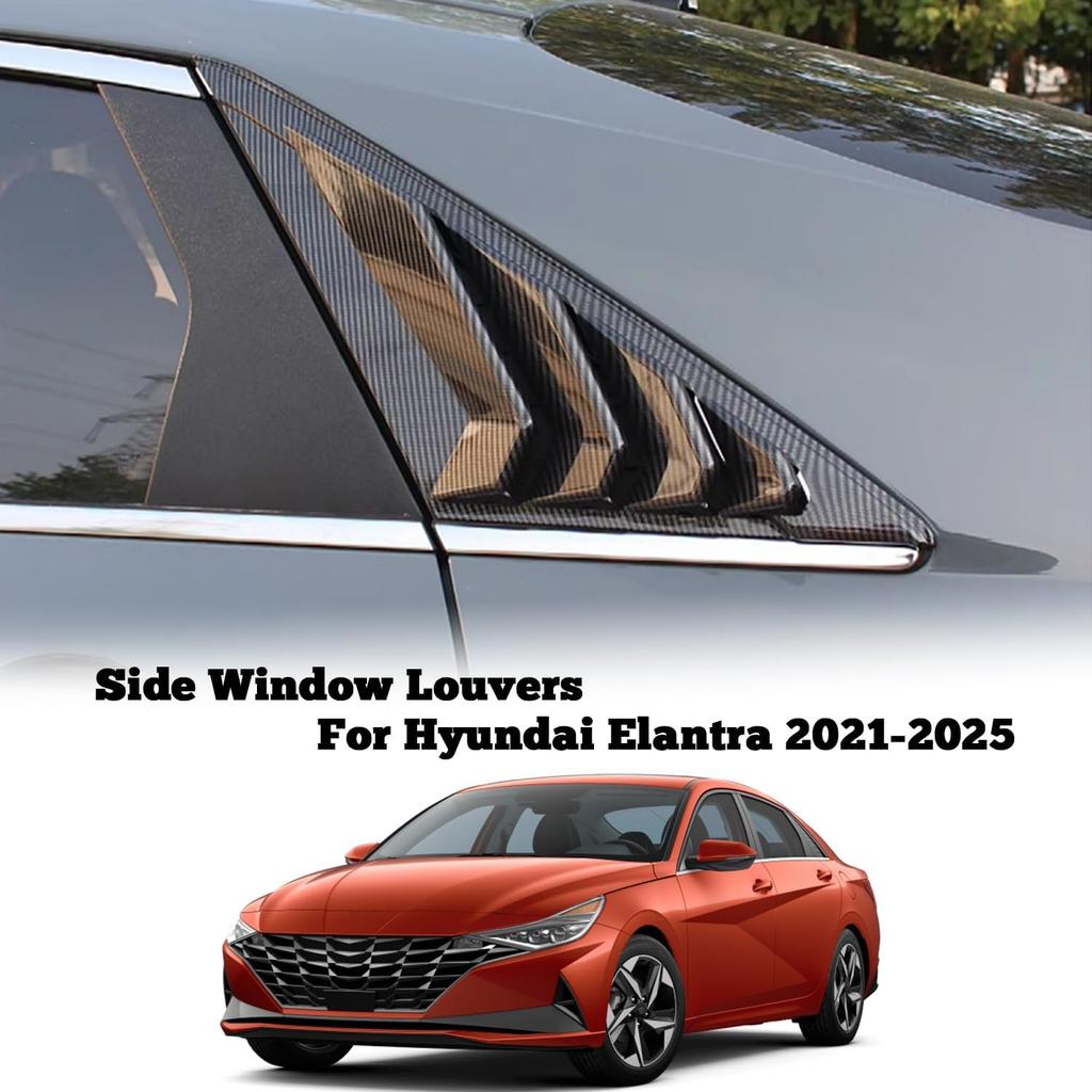 Kurtz Rear Side Window Louvers for Hyundai Elantra 2021 2022 2023 Triangular Window Glass Blinds Air Vent Scoop Shades Cover Blinds Trim Sport